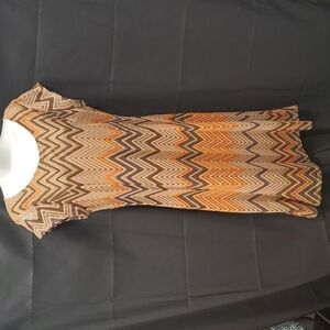 Roz & Ali Midi Earth Tone Lace  Dress SZ 8